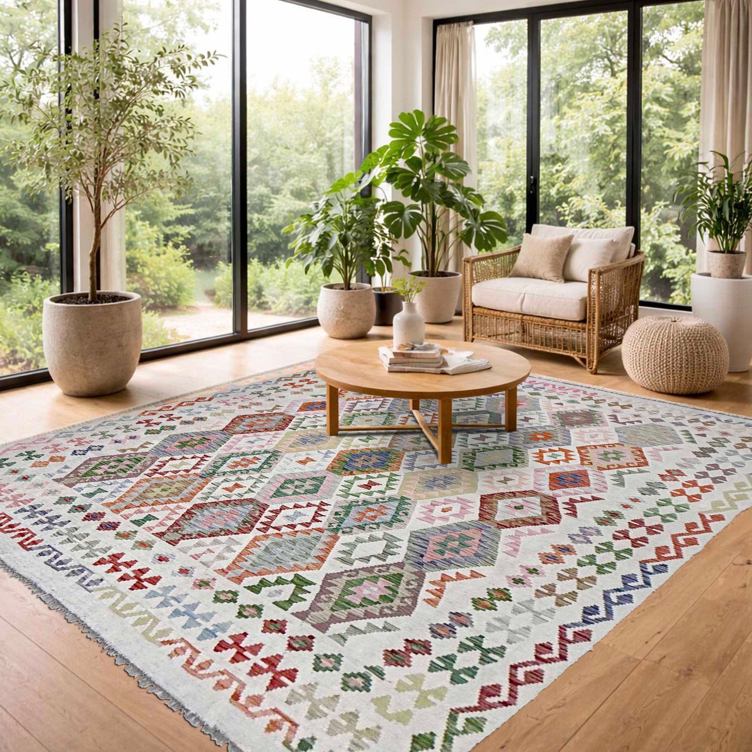 Handmade Vegetable Kilim 8' 10" x 9' 3" (ft) - No. R38782