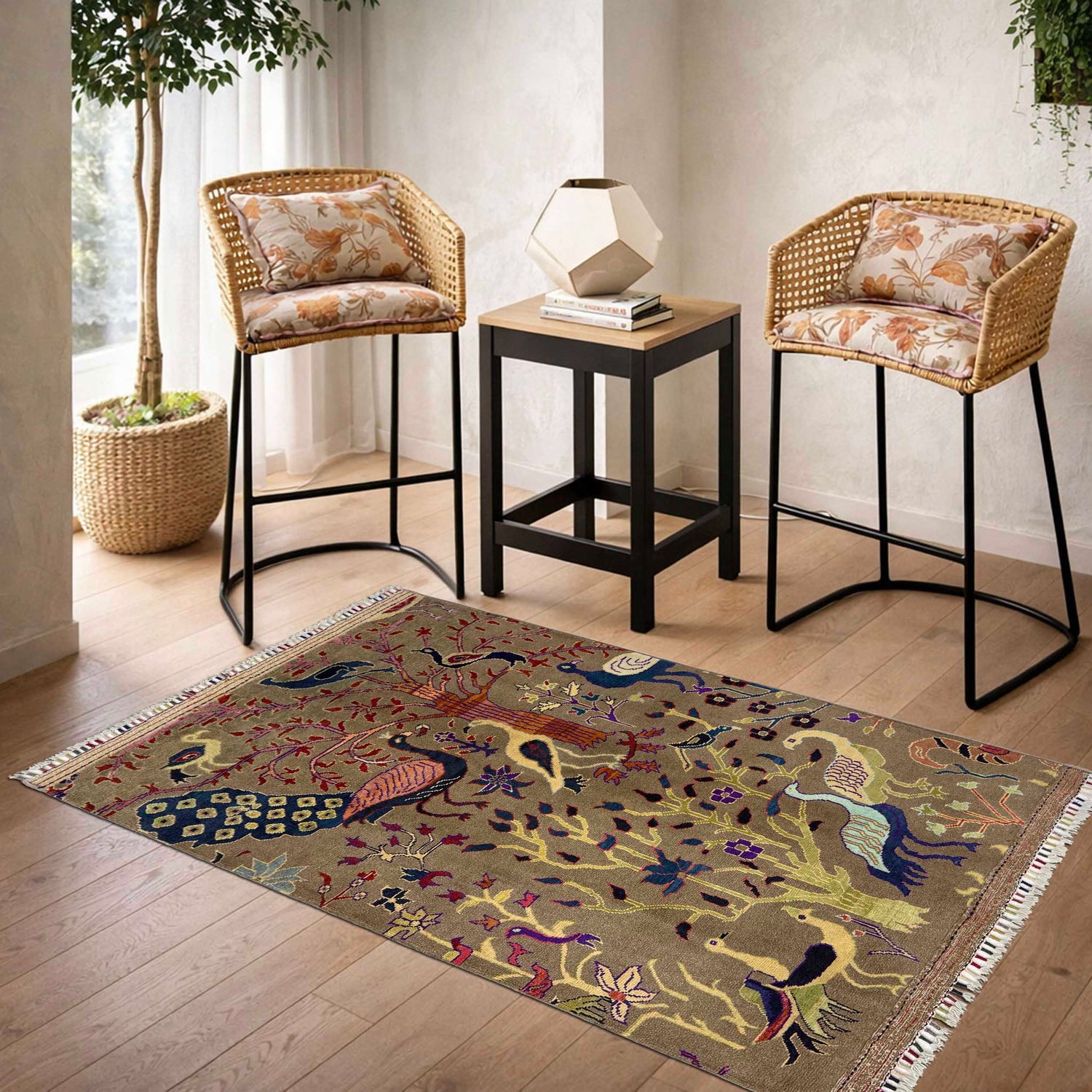Hand Knotted Tree of Life Rug 3' 3" x 4' 6" (ft) - No. R38791