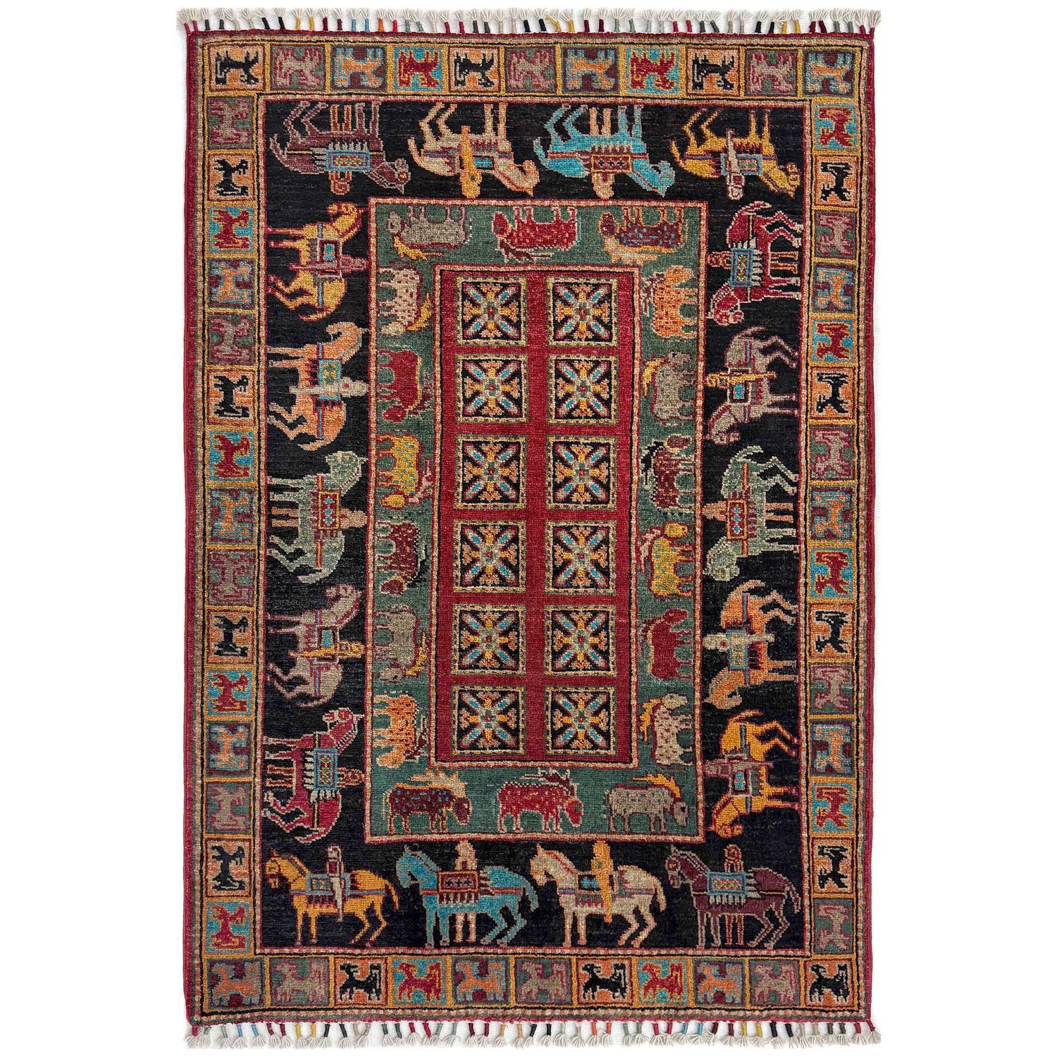 Persian Style Shikargah Carpet 3' 3" x 4' 10" (ft) - No. R38792