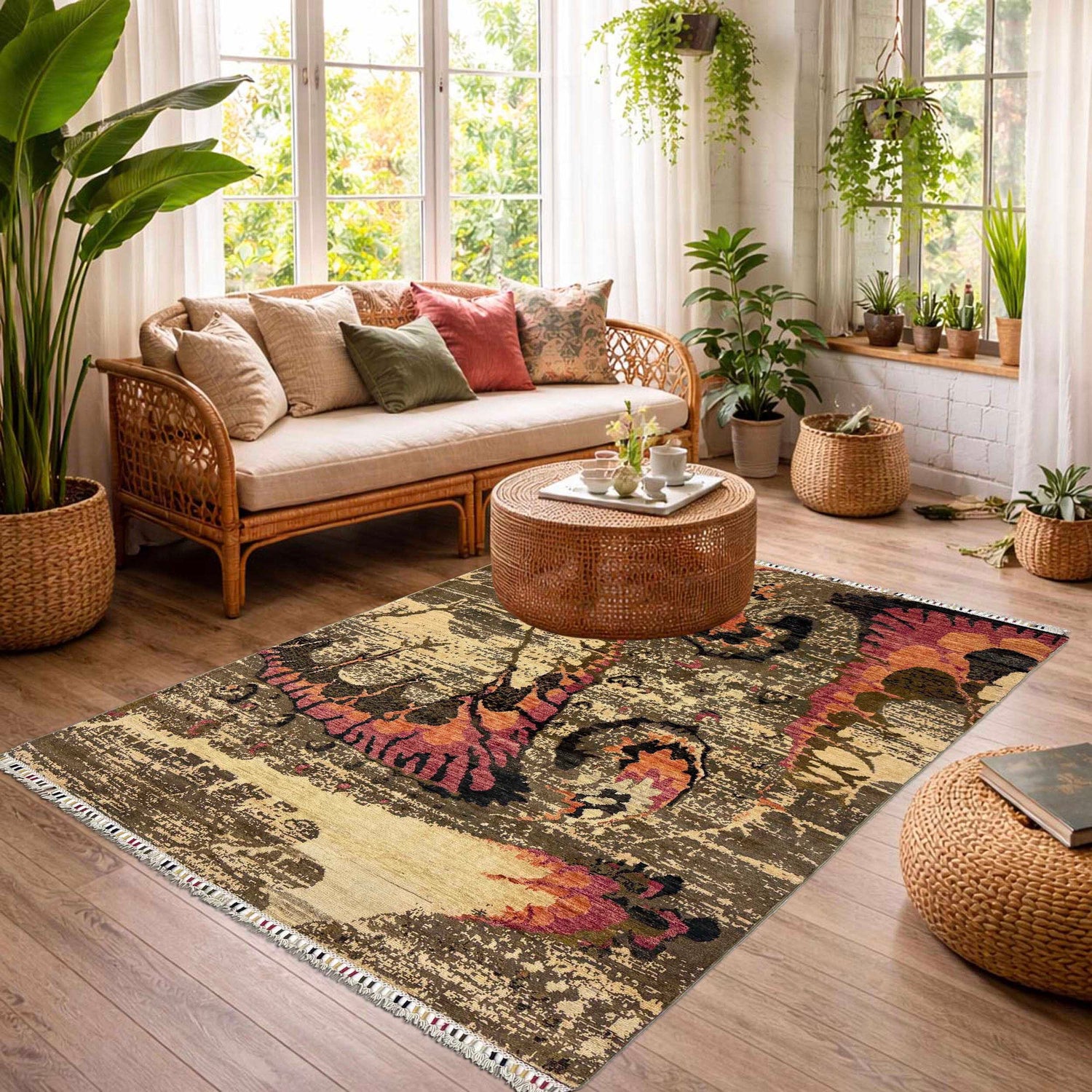 Hand-Knotted Gabbeh Rug 4' 9" x 6' 8" (ft) - No. R38795