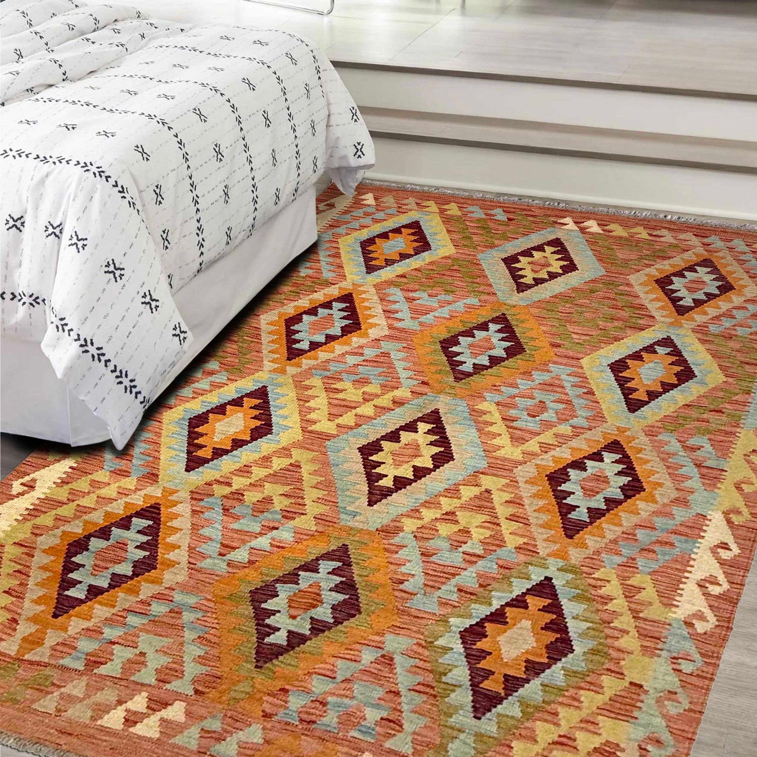 Handmade Vegetable Kilim 4' 7" x 6' 6" (ft) - No. R38811