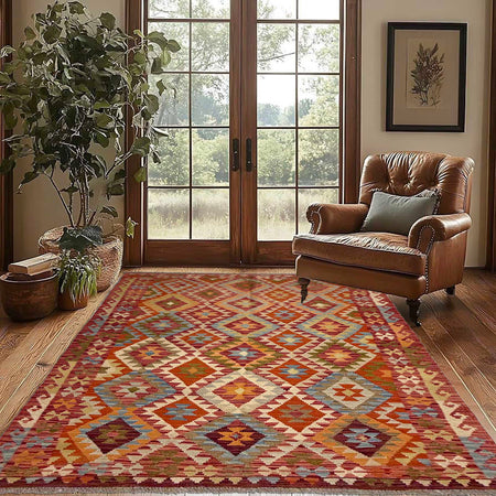 Handmade Vegetable Kelim 4' 4" x 7' 2" (ft) - No. R38812