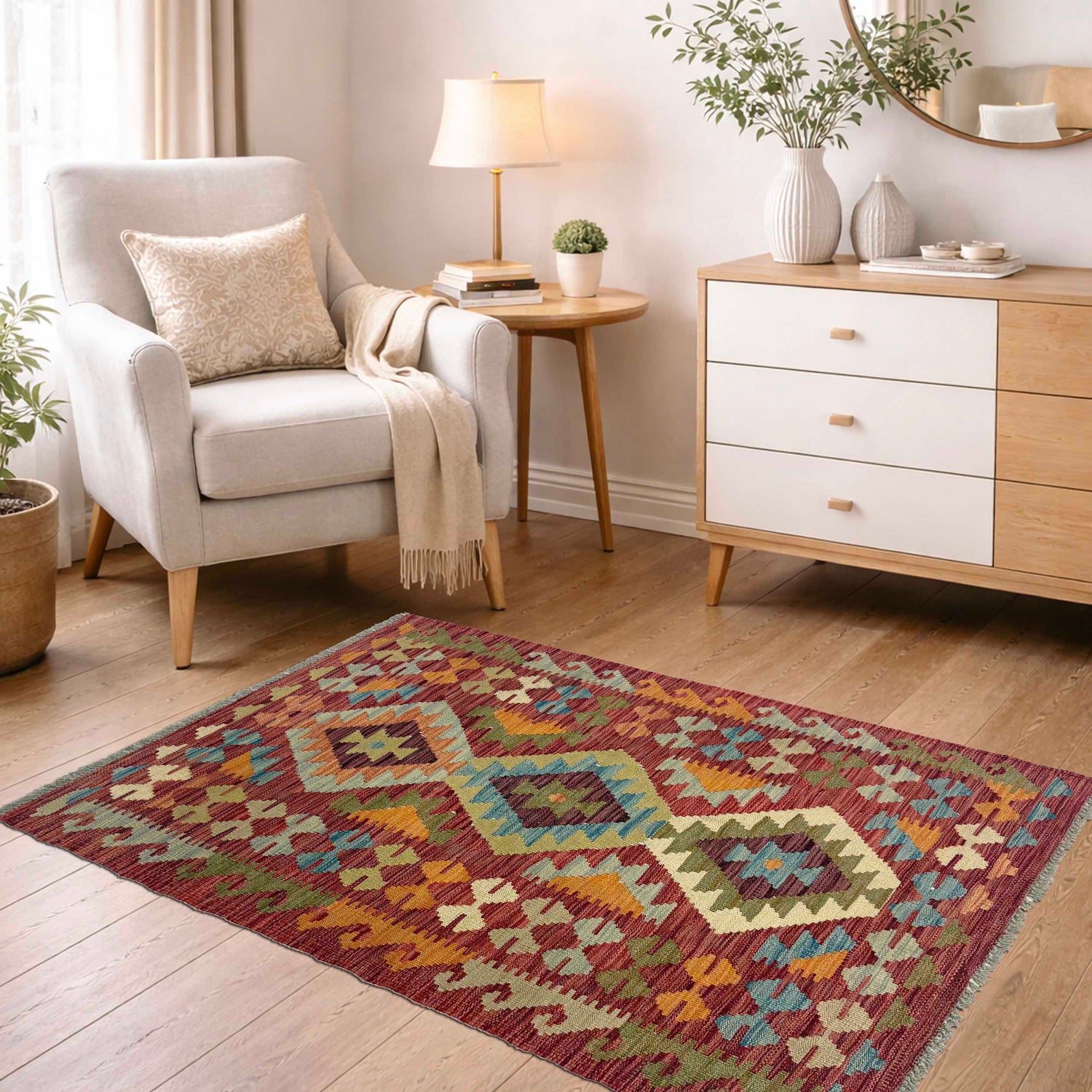 Handmade Vegetable Kilim 2' 10" x 4" 11" (ft) - No. R38819