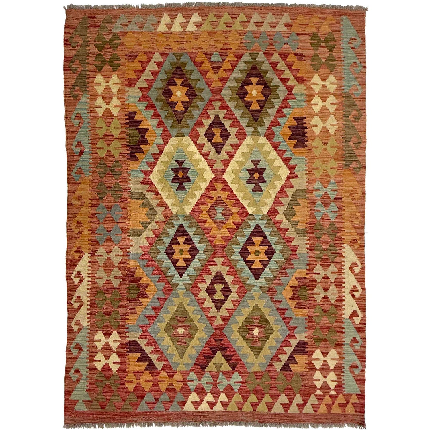 Handmade Vegetable Kilim 4' 5" x 6" 4" (ft) - No. R38822