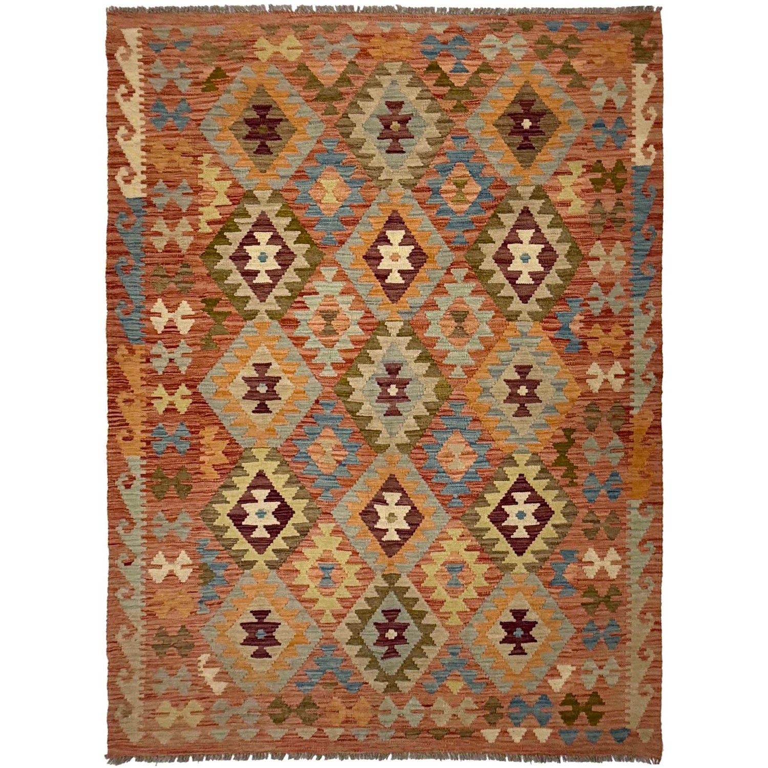 Handmade Vegetable Kelim 4' 5" x 6" 7" (ft) - No. R38823