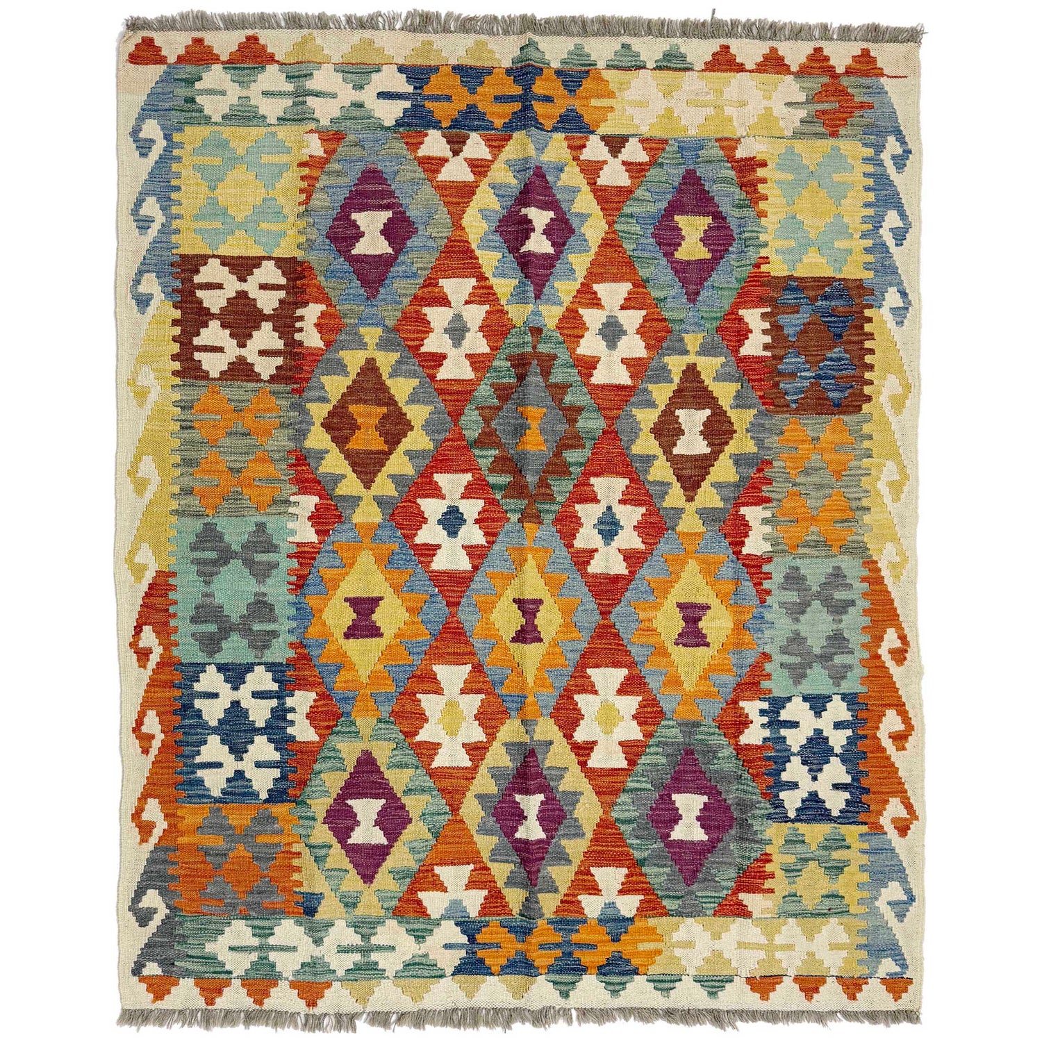 Handmade Vegetable Kilim 5' 0" x 6' 4" (ft) - No. R38941
