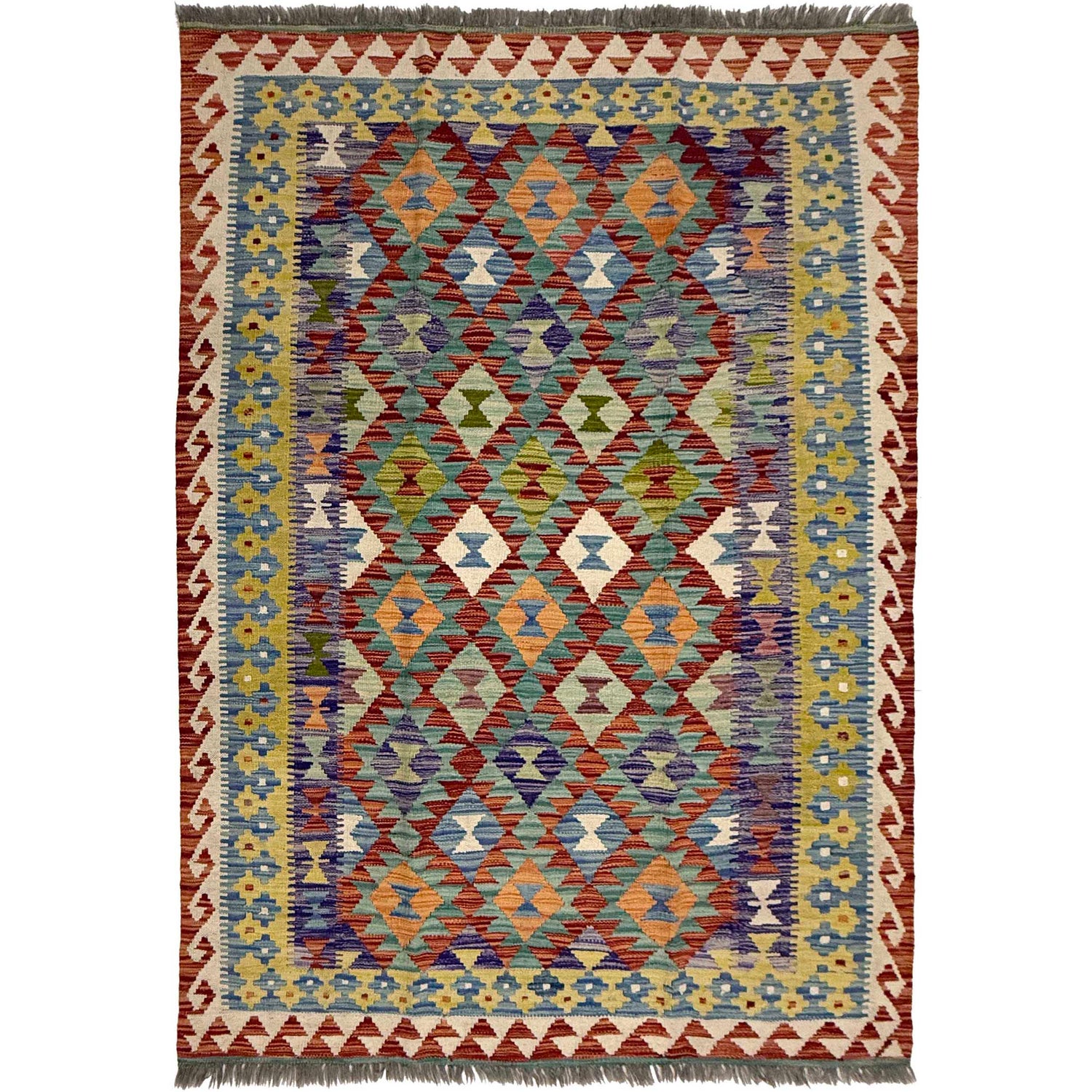 Handmade Vegetable Kilim 4' 9" x 6' 8" (ft) - No. R38942