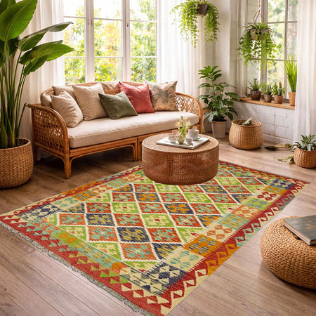 Handmade Vegetable Kelim 4' 9" x 6' 8" (ft) - No. R38944