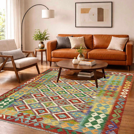 Handmade Vegetable Kilim 5' 1" x 6' 4" (ft) - No. R38947