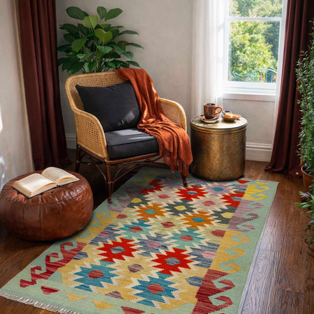 Handmade Vegetable Kilim 2' 7" x 4' 0" (ft) - No. R38950