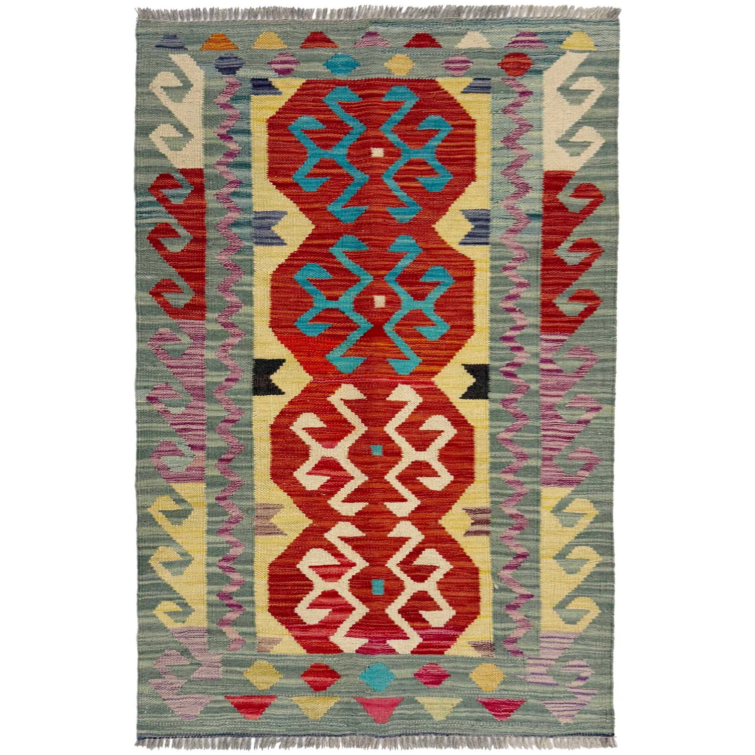 Handmade Vegetable Kilim 2' 8" x 4' 2" (ft) - No. R38952