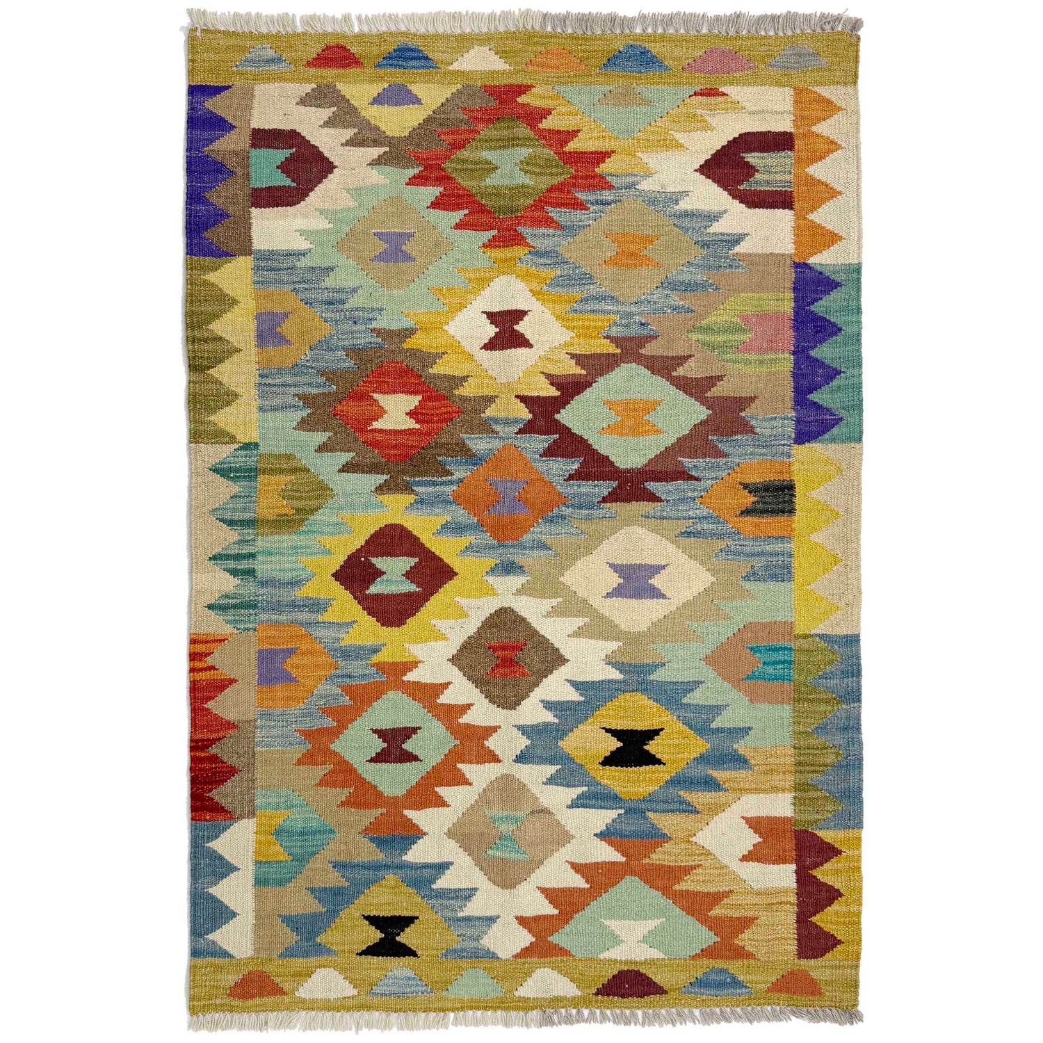 Handmade Vegetable Kilim 2' 8" x 4' 2" (ft) - No. R38956