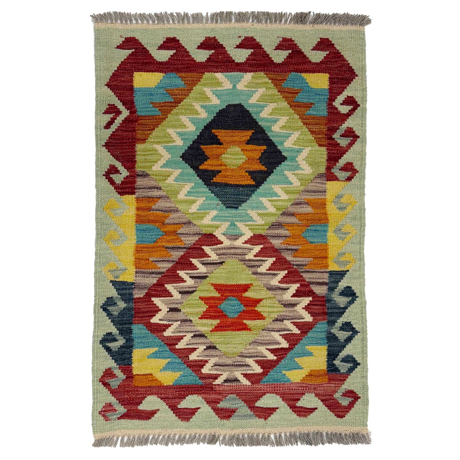 Handmade Vegetable Kilim 1' 11" x 2' 11" (ft) - No. R38969
