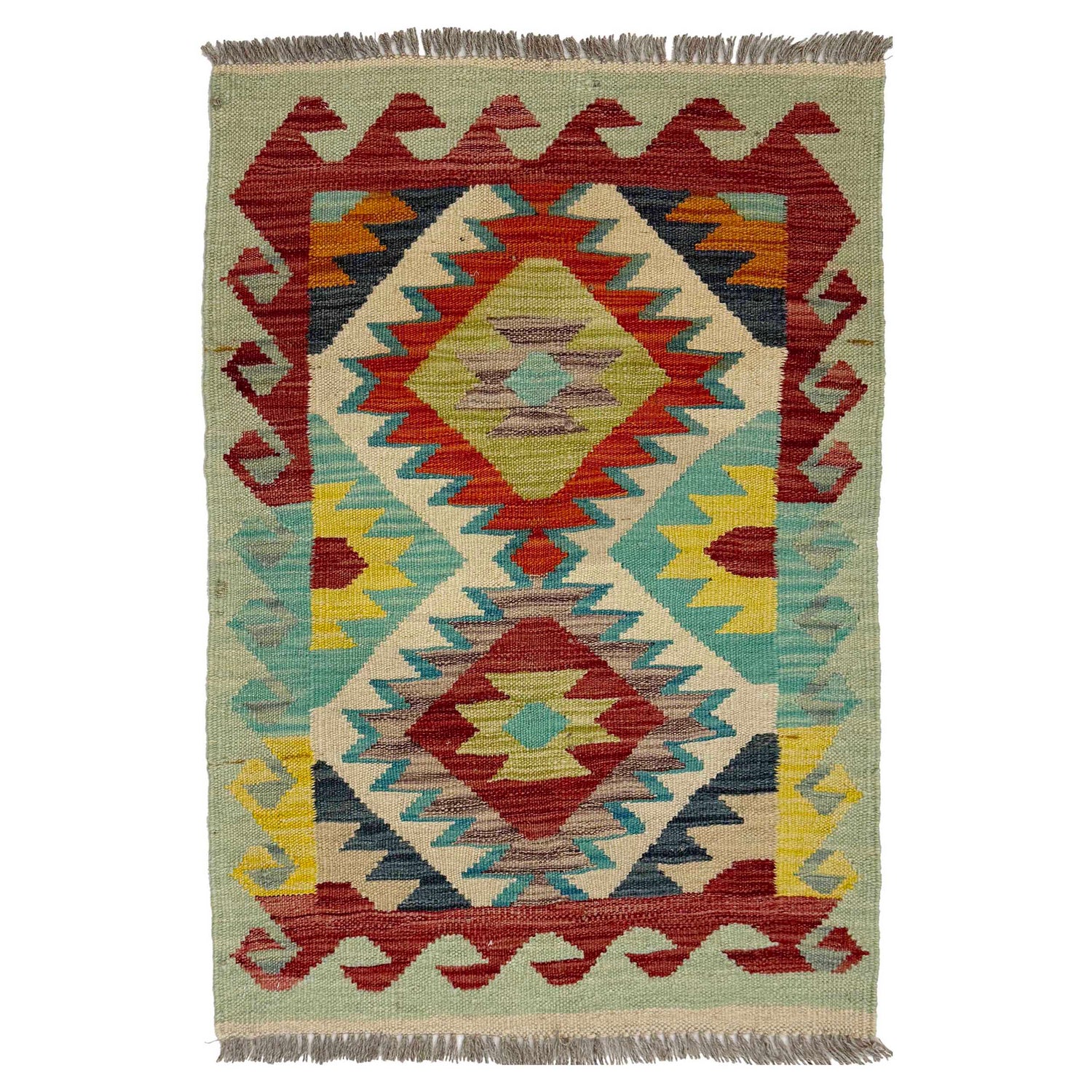 Handmade Vegetable Kilim 1' 11" x 2' 10" (ft) - No. R38971