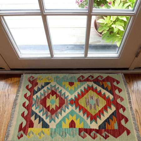 Handmade Vegetable Kilim 1' 11" x 2' 10" (ft) - No. R38971