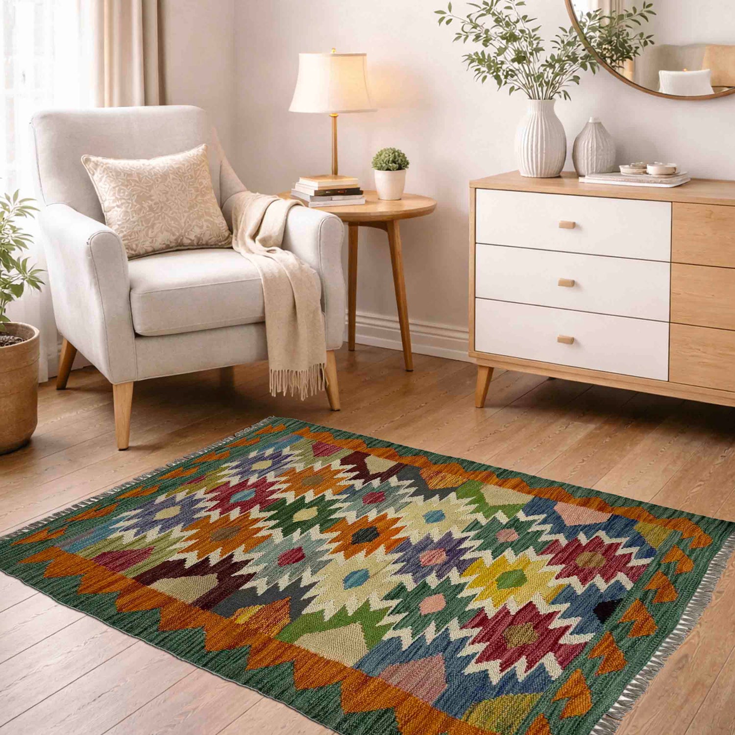 Handmade Vegetable Kelim 2' 9" x 3' 7" (ft) - No. R38976