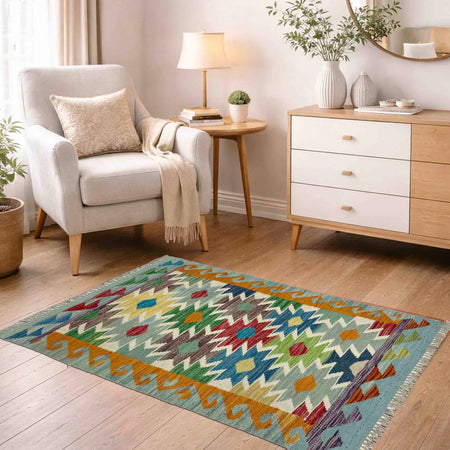 Handmade Vegetable Kilim 2' 7" x 4' 1" (ft) - No. R38977