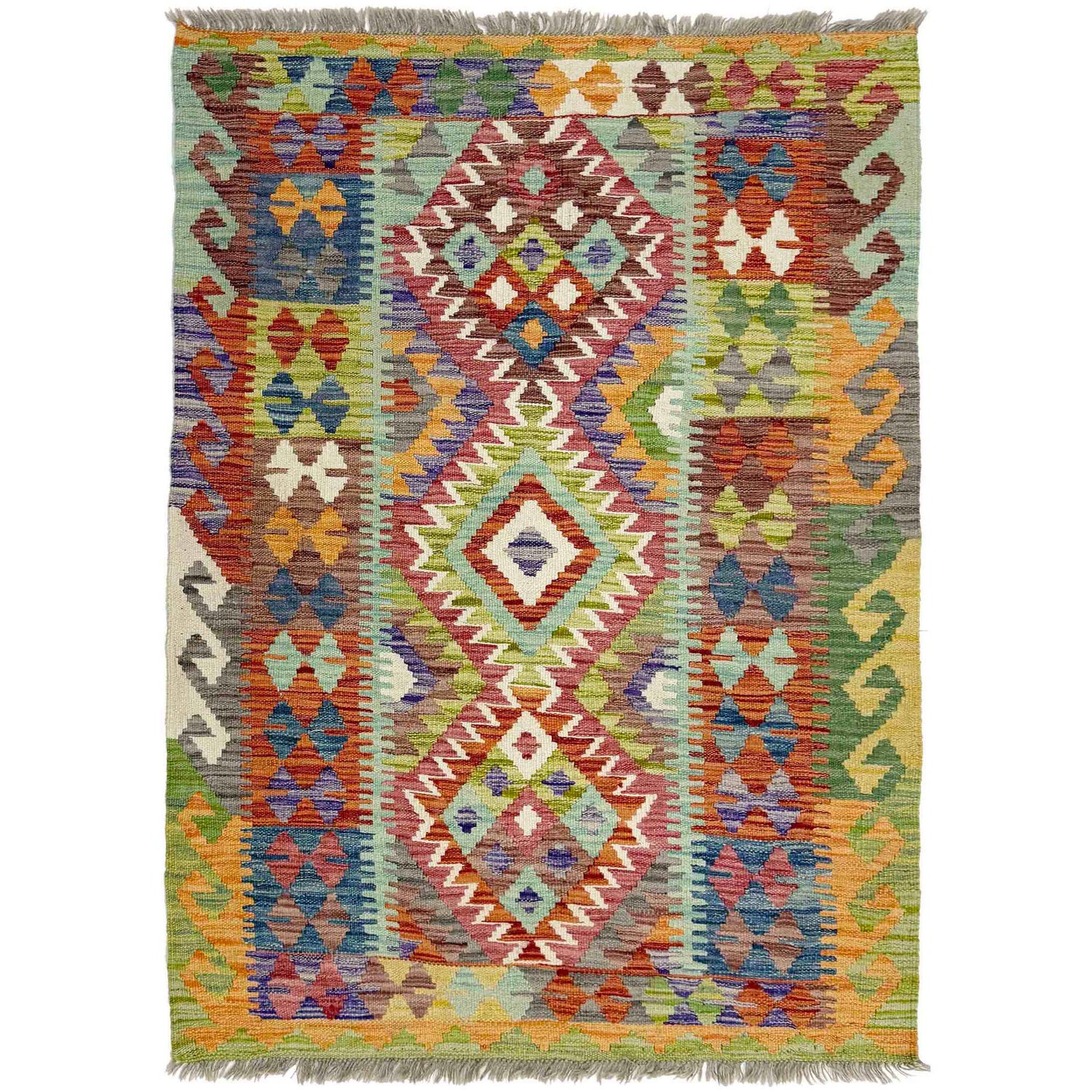 Handmade Vegetable Kelim 3' 5" x 4' 11" (ft) - No. R38979