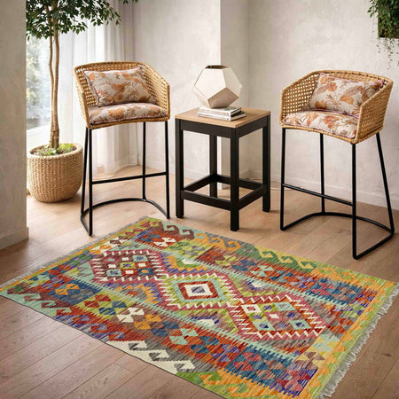 Handmade Vegetable Kelim 3' 5" x 4' 11" (ft) - No. R38979