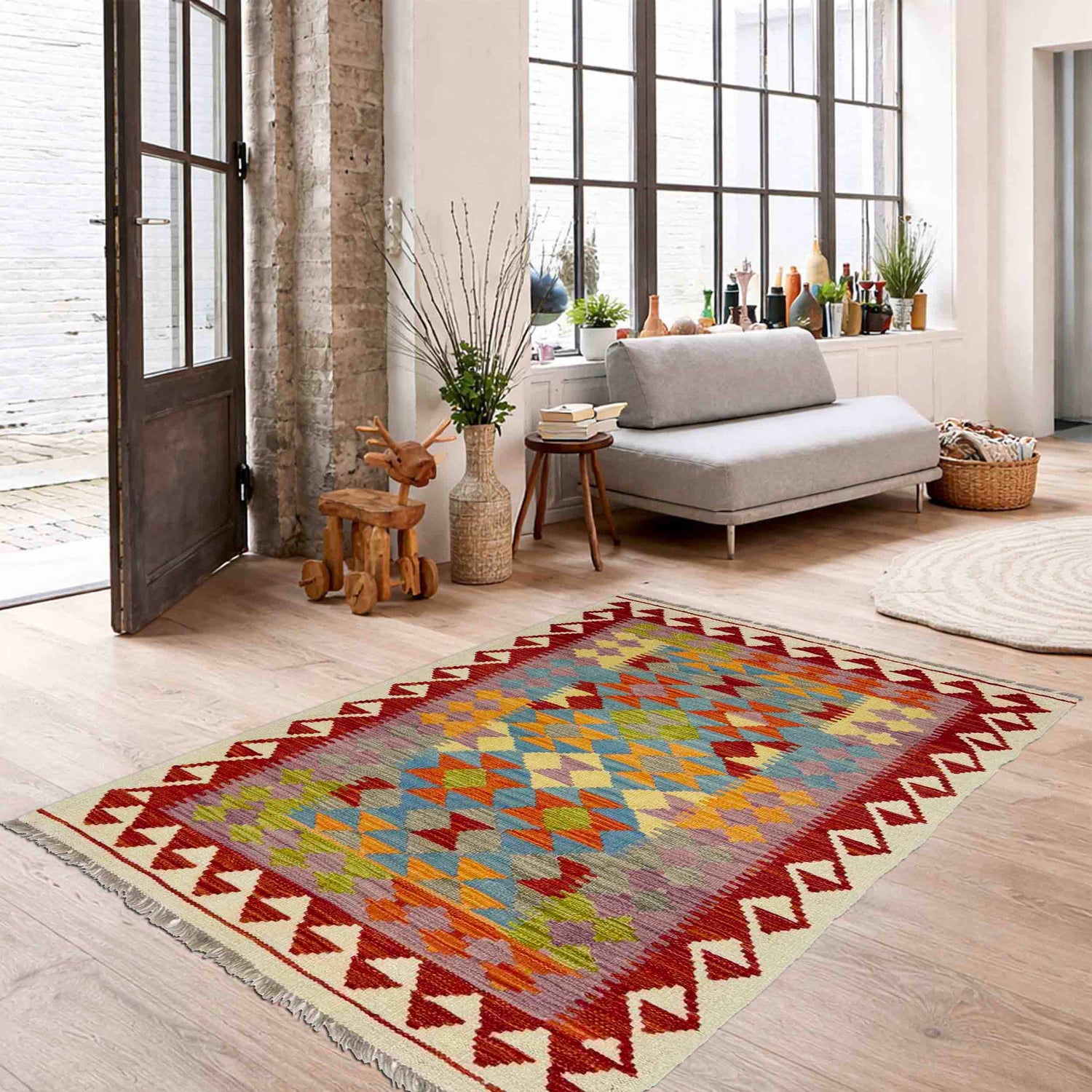 Handmade Vegetable Kelim 3' 0" x 4' 10" (ft) - No. R38980