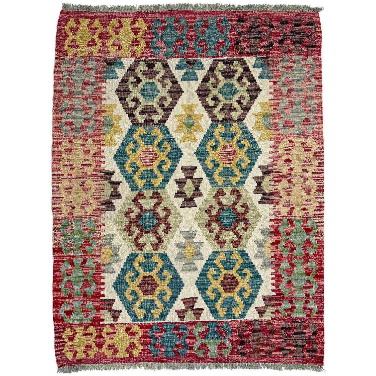 Handmade Vegetable Kilim 3' 5" x 4' 8" (ft) - No. R38981