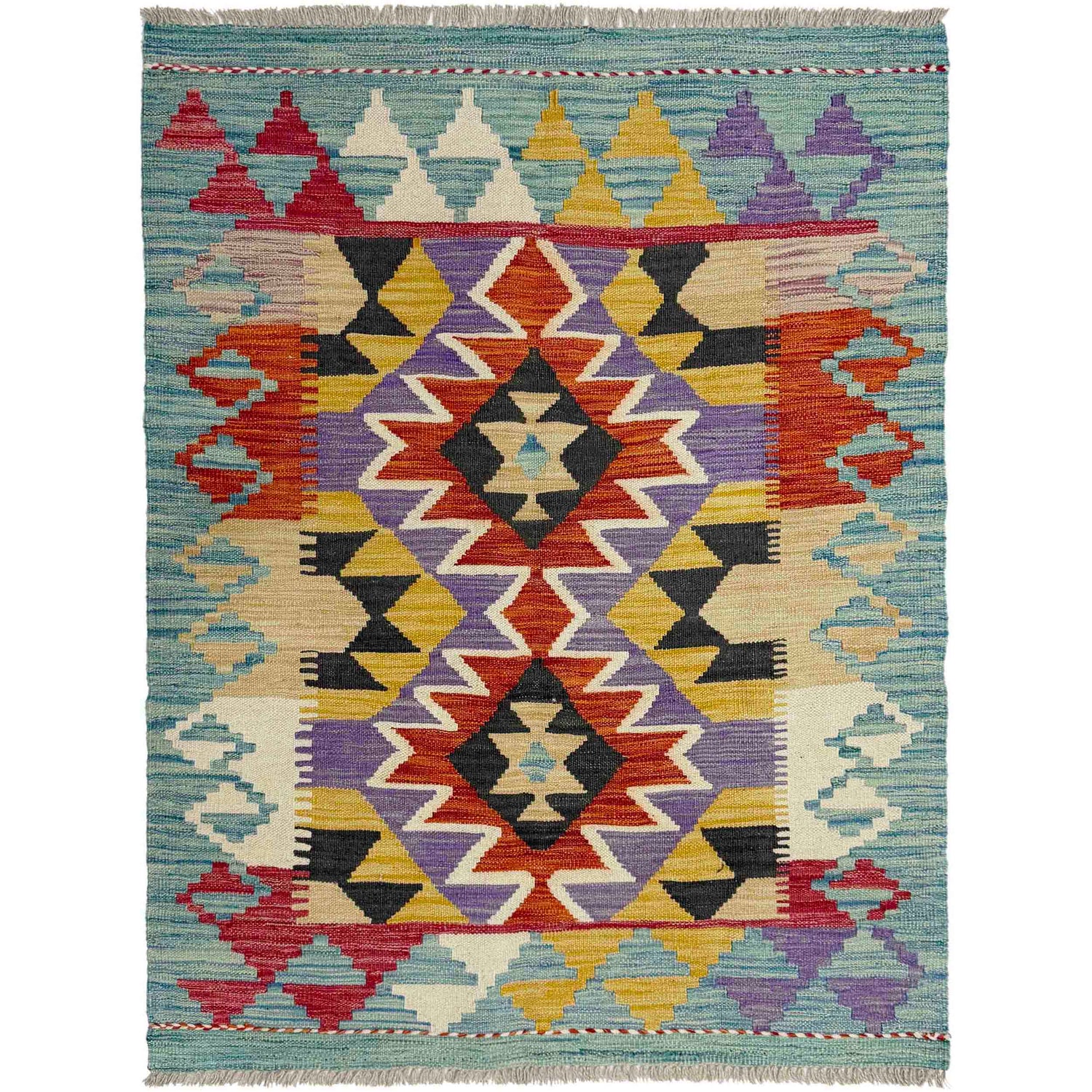 Handmade Vegetable Kelim 3' 6" x 4' 9" (ft) - No. R38982