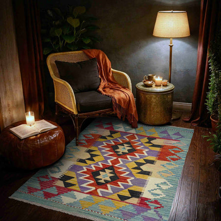 Handmade Vegetable Kelim 3' 6" x 4' 9" (ft) - No. R38982