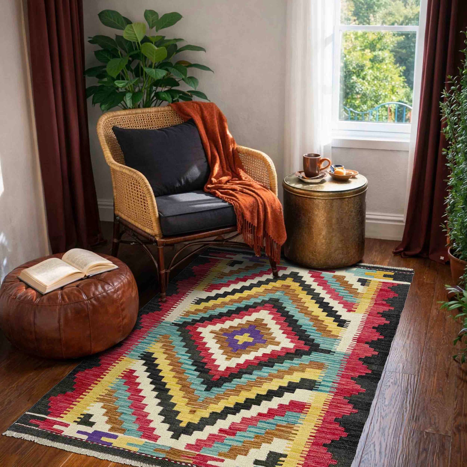 Handmade Vegetable Kilim 3' 10" x 5' 1" (ft) - No. R38983