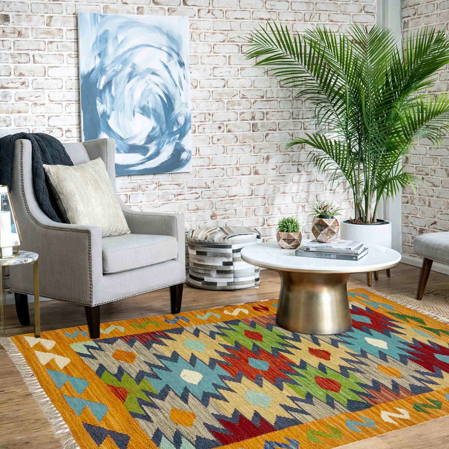 Handmade Vegetable Kilim 2' 7" x 4' 0" (ft) - No. R38990