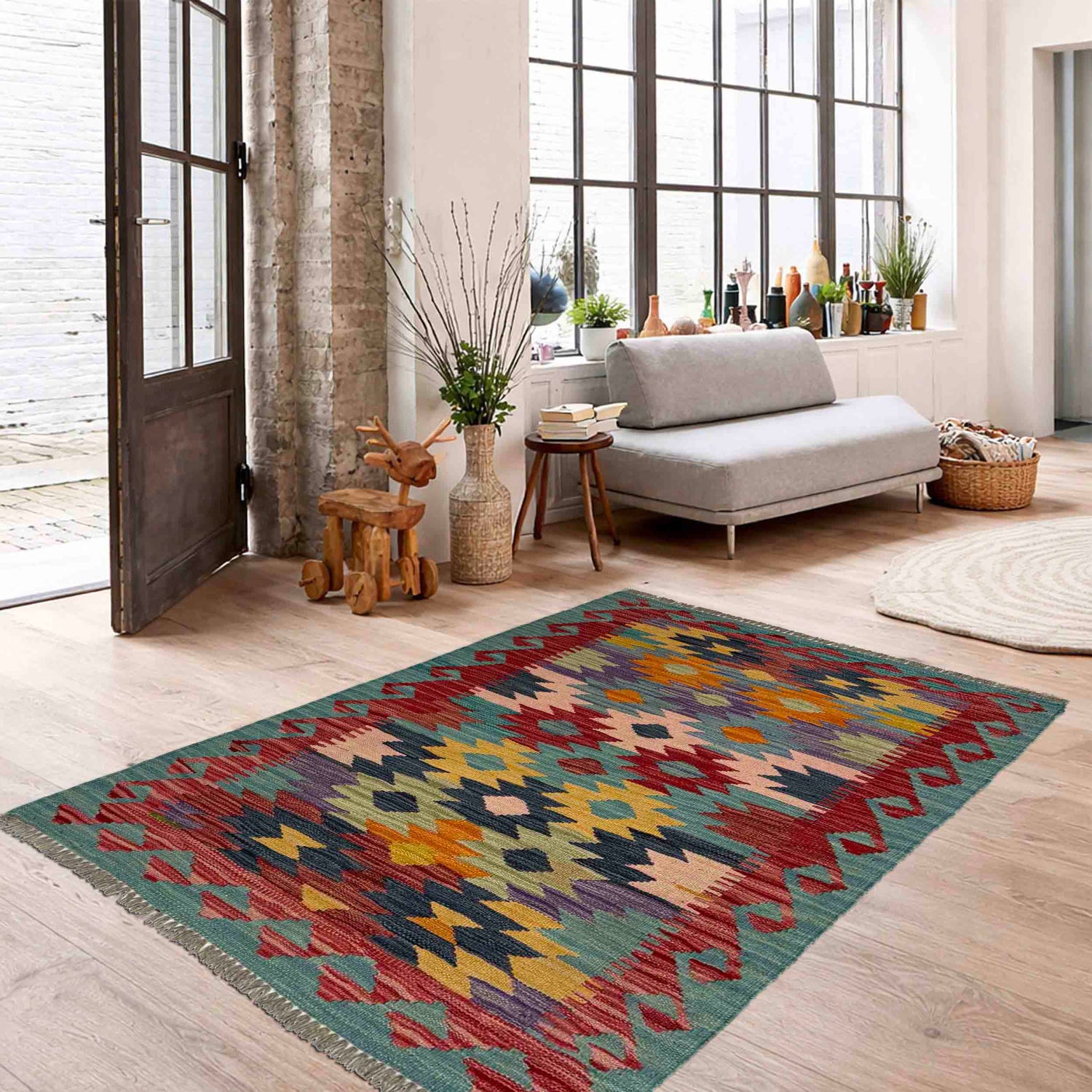 Handmade Vegetable Kelim 2' 7" x 4' 0" (ft) - No. R38994