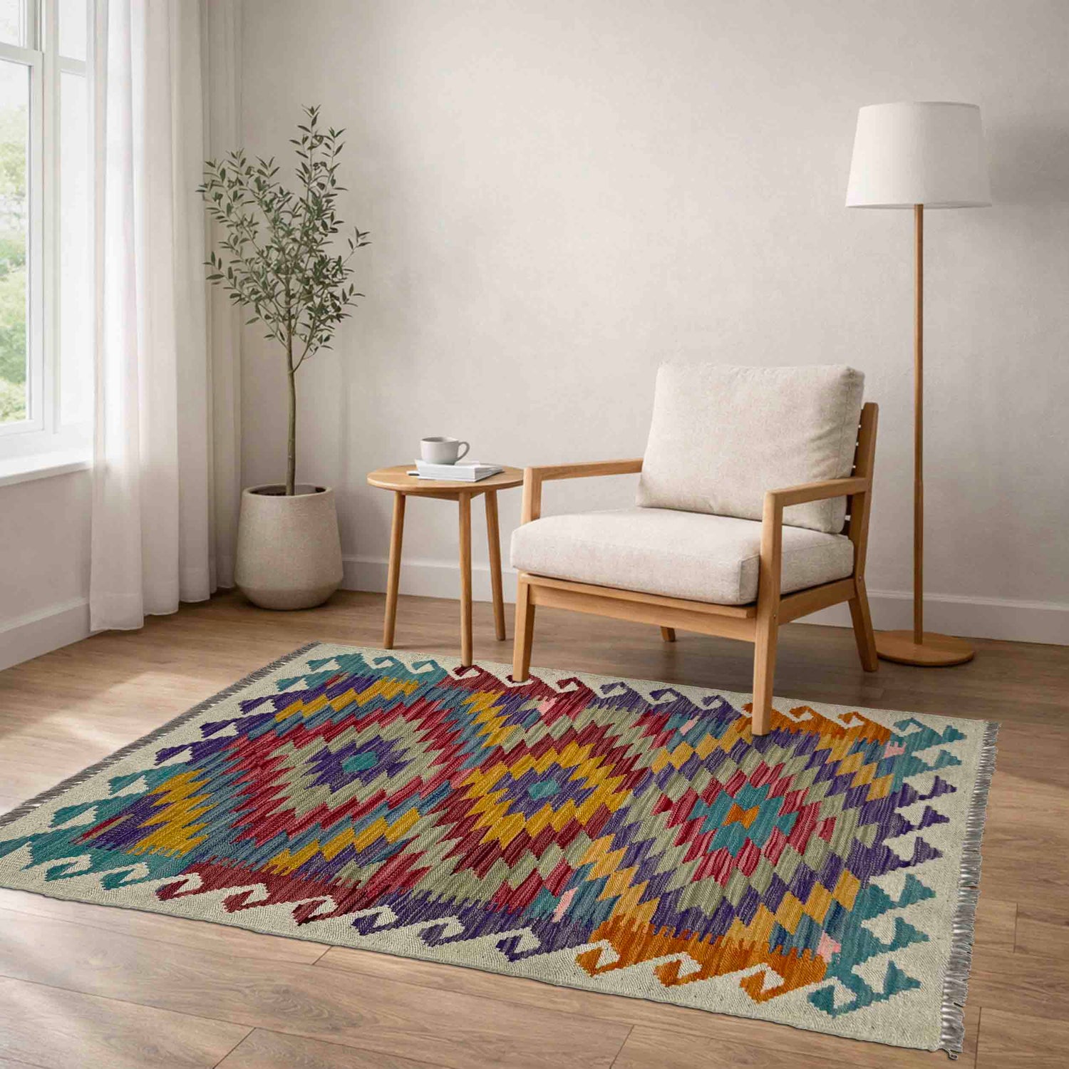Handmade Vegetable Kilim 2' 7" x 3' 10" (ft) - No. R38995
