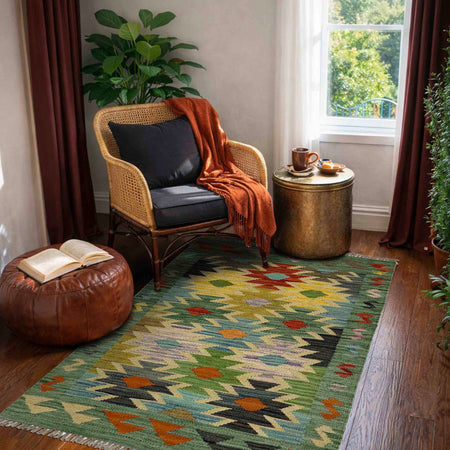 Handmade Vegetable Kilim 2' 7" x 4' 1" (ft) - No. R38999