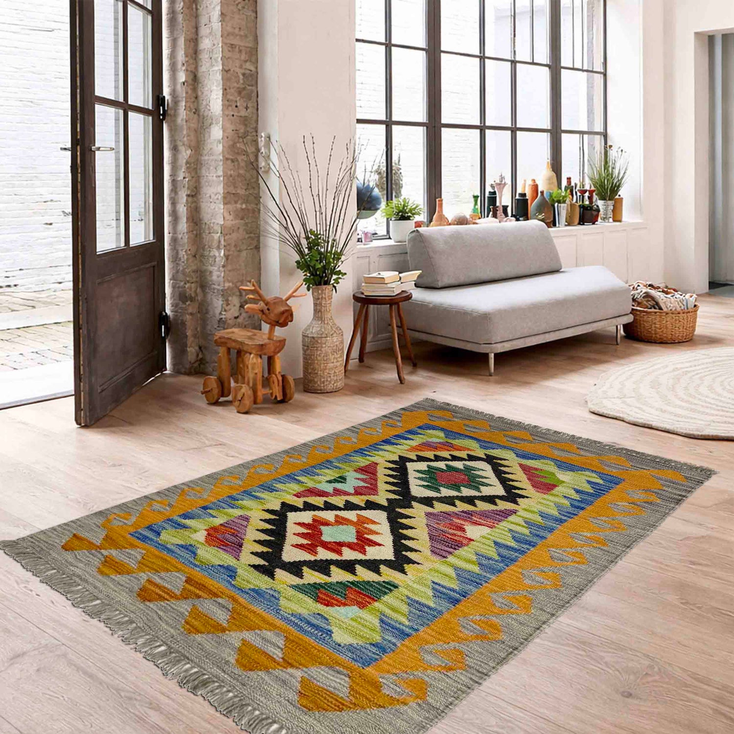 Handmade Vegetable Kilim 2' 7" x 3' 11" (ft) - No. R39000