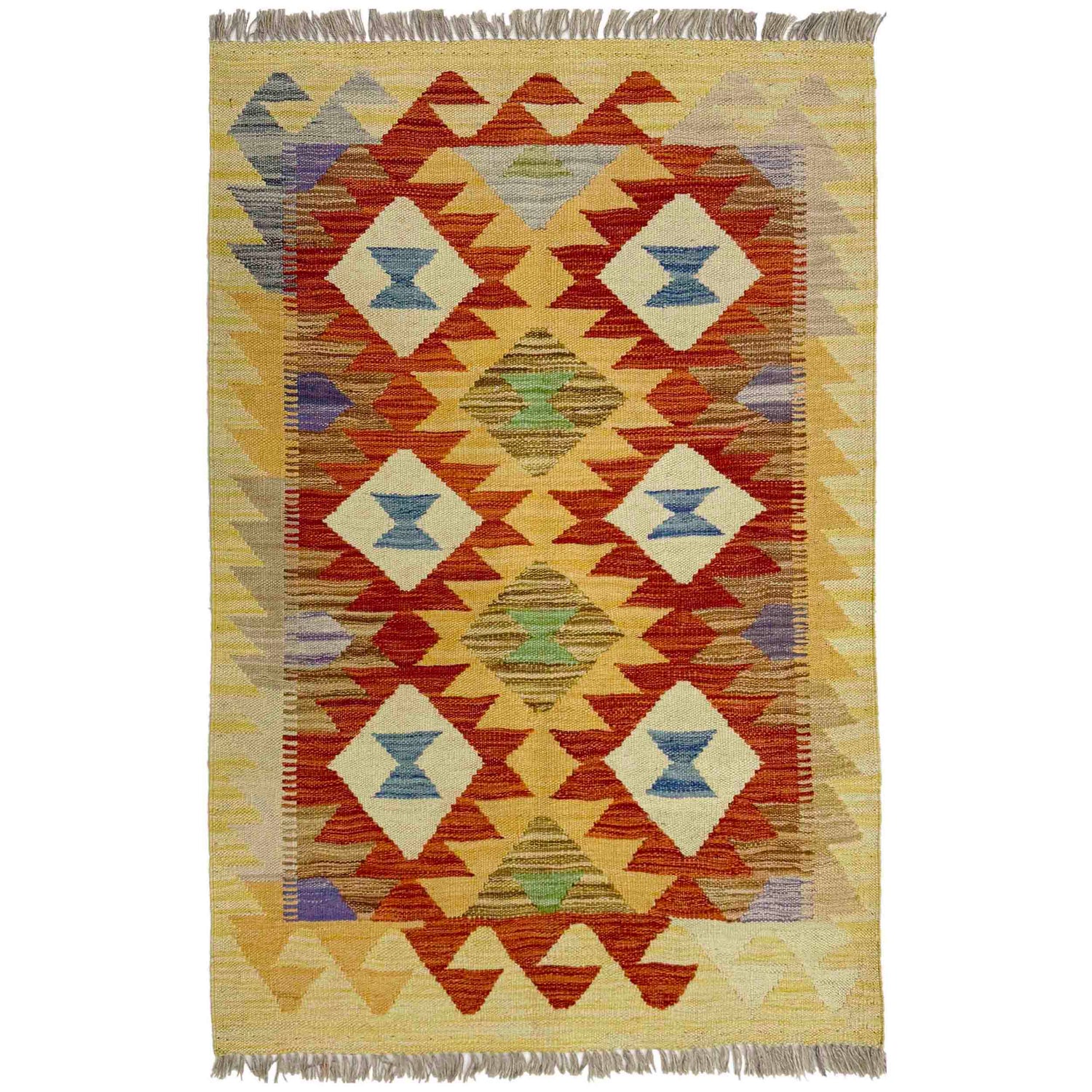 Handmade Vegetable Kelim 2' 8" x 4' 2" (ft) - No. R39003