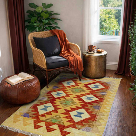 Handmade Vegetable Kelim 2' 8" x 4' 2" (ft) - No. R39003