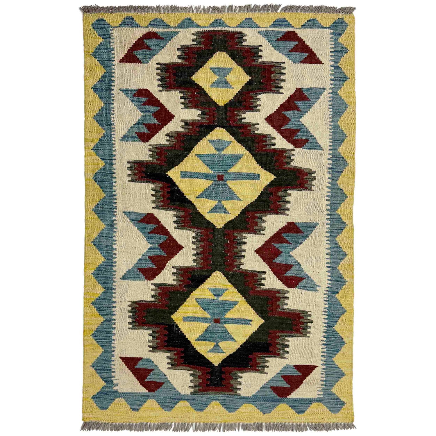 Handmade Vegetable Kilim 2' 9" x 4' 2" (ft) - No. R39004