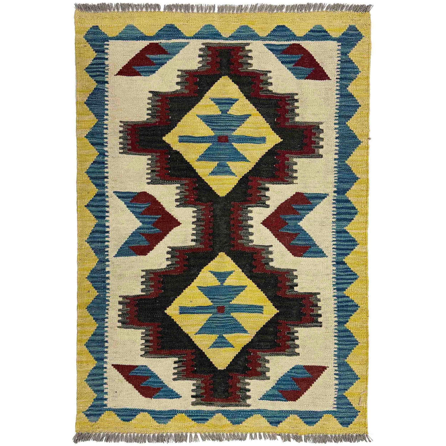 Handmade Vegetable Kilim 2' 9" x 4' 1" (ft) - No. R39016