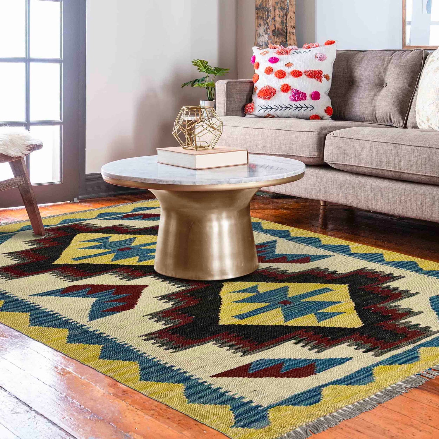 Handmade Vegetable Kilim 2' 9" x 4' 1" (ft) - No. R39016