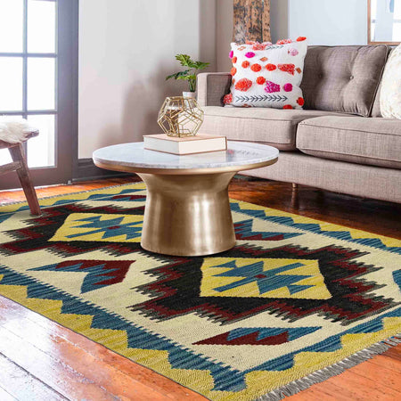 Handmade Vegetable Kilim 2' 9" x 4' 1" (ft) - No. R39016