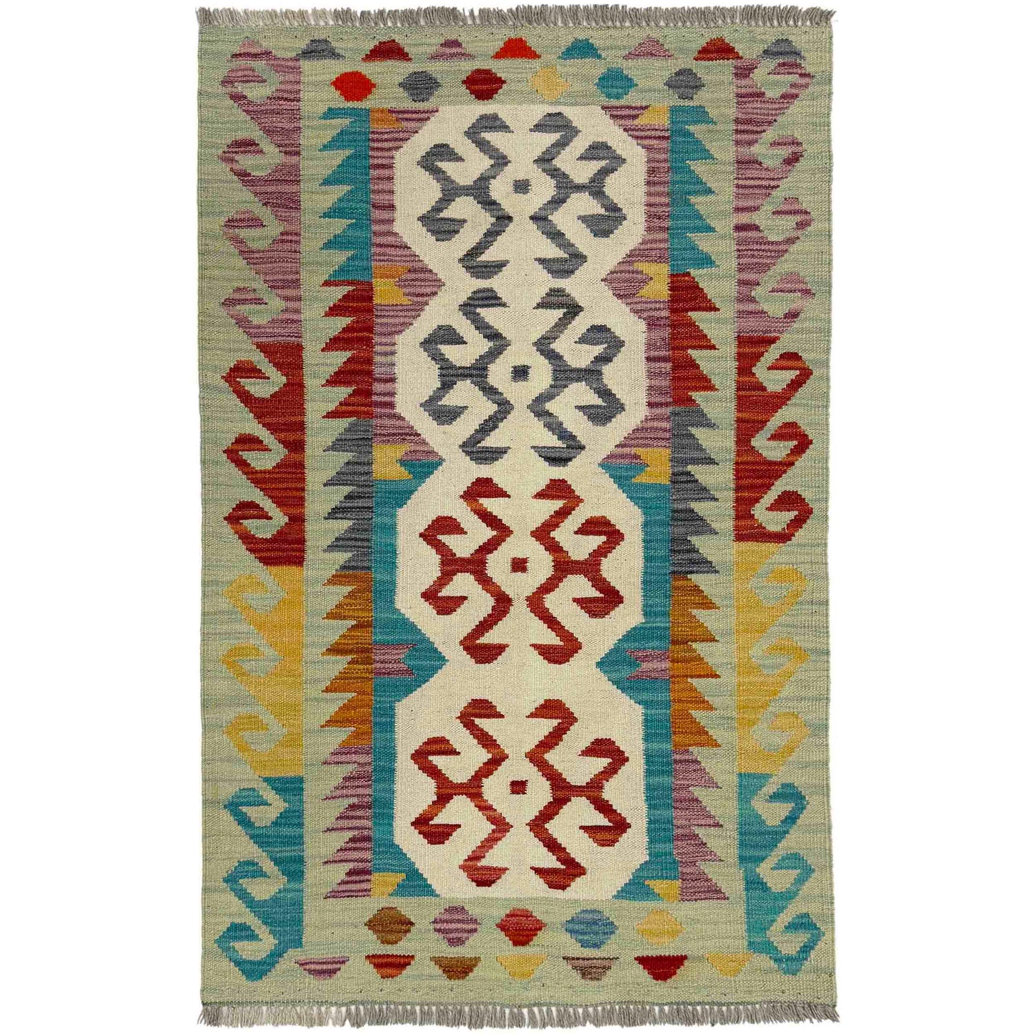 Handmade Vegetable Kilim 2' 7" x 4' 2" (ft) - No. R39018