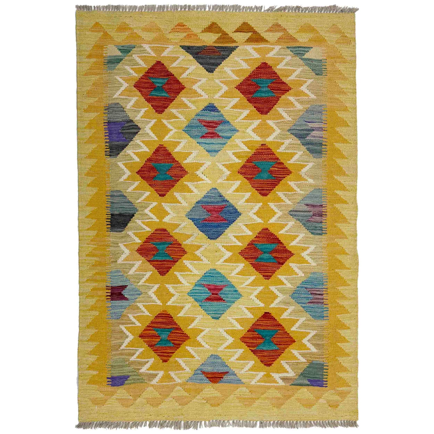 Handmade Vegetable Kelim 3' 3" x 4' 10" (ft) - No. R39024
