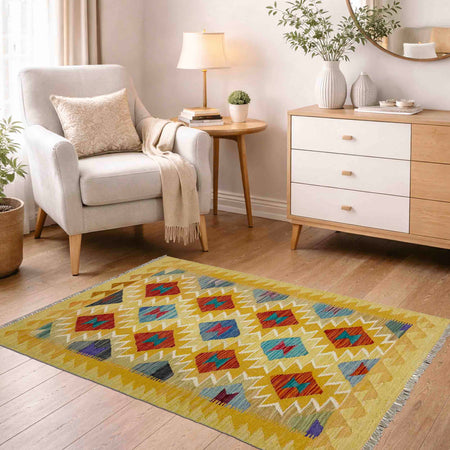 Handmade Vegetable Kelim 3' 3" x 4' 10" (ft) - No. R39024