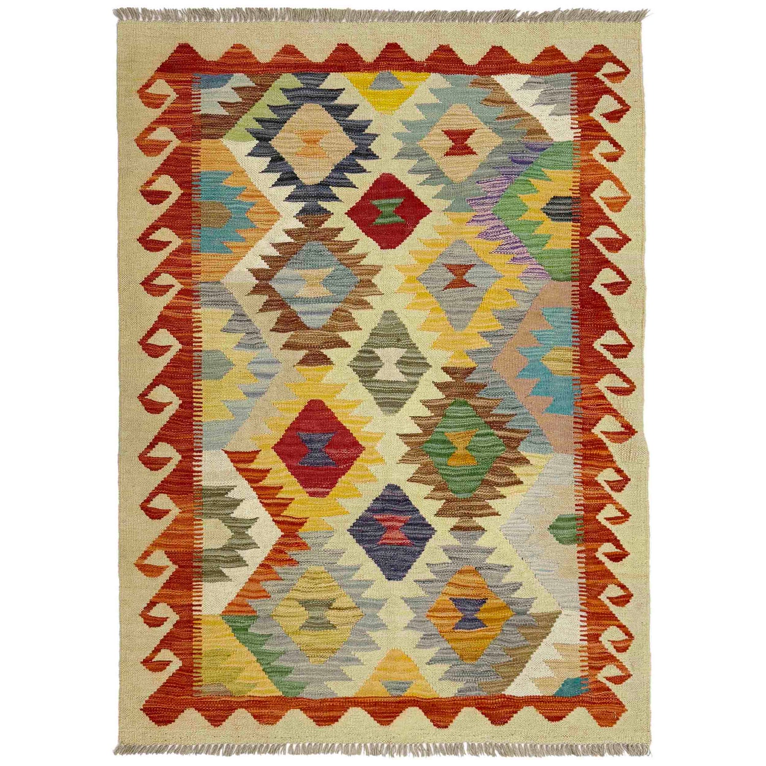 Handmade Vegetable Kilim 3' 5" x 5' 1" (ft) - No. R39025