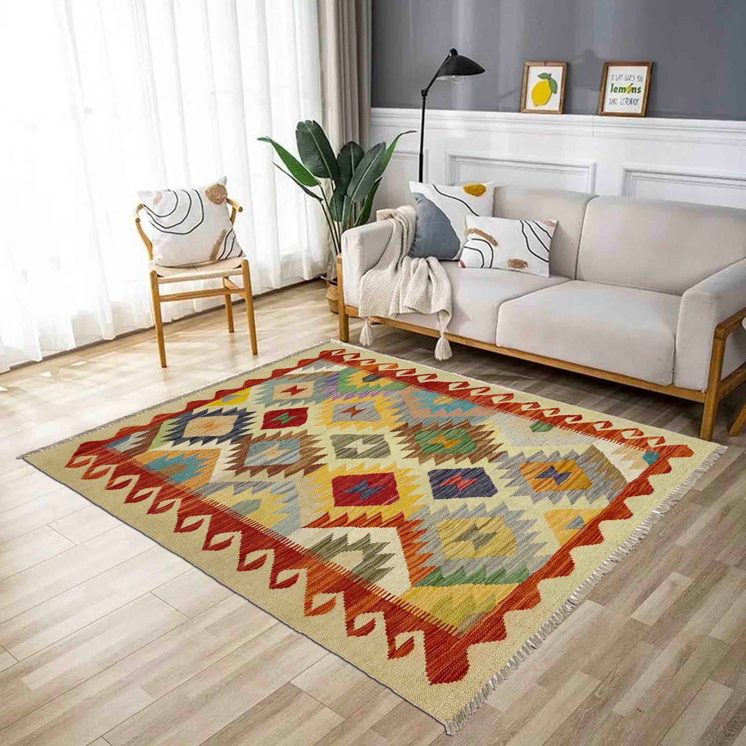 Handmade Vegetable Kilim 3' 5" x 5' 1" (ft) - No. R39025