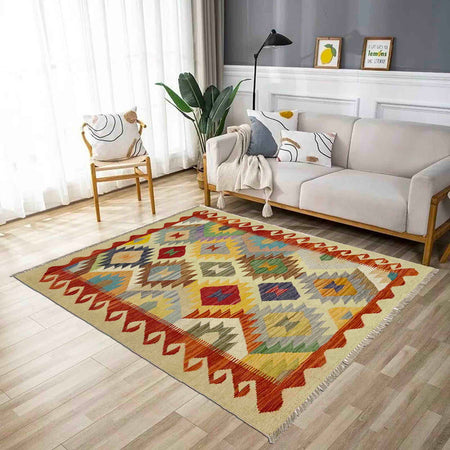 Handmade Vegetable Kilim 3' 5" x 5' 1" (ft) - No. R39025