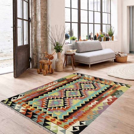Handmade Vegetable Kelim 3' 4" x 4' 11" (ft) - No. R39026