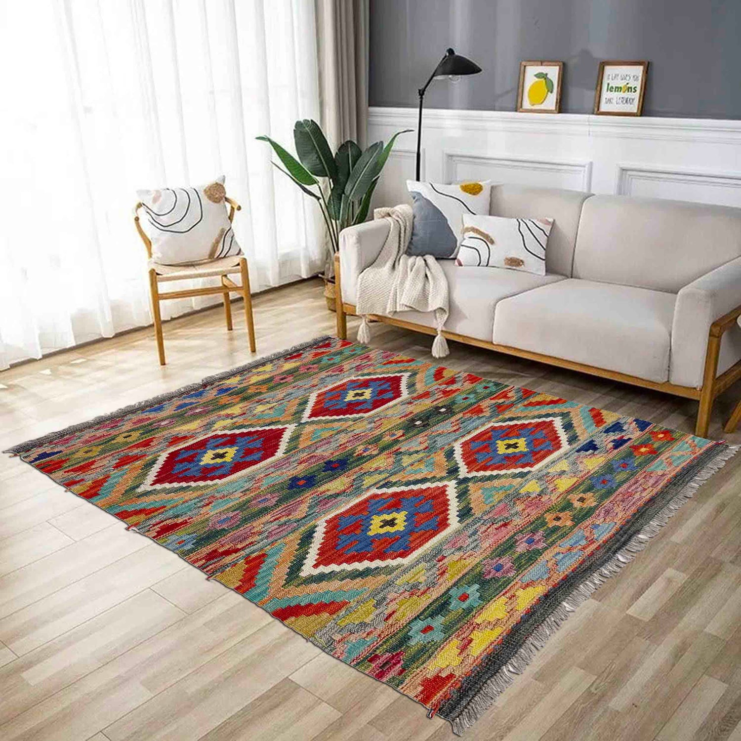 Handmade Vegetable Kilim 3' 4" x 4' 10" (ft) - No. R39027