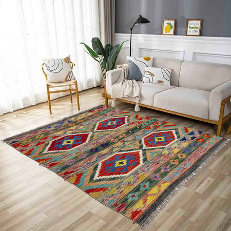 Handmade Vegetable Kilim 3' 4" x 4' 10" (ft) - No. R39027