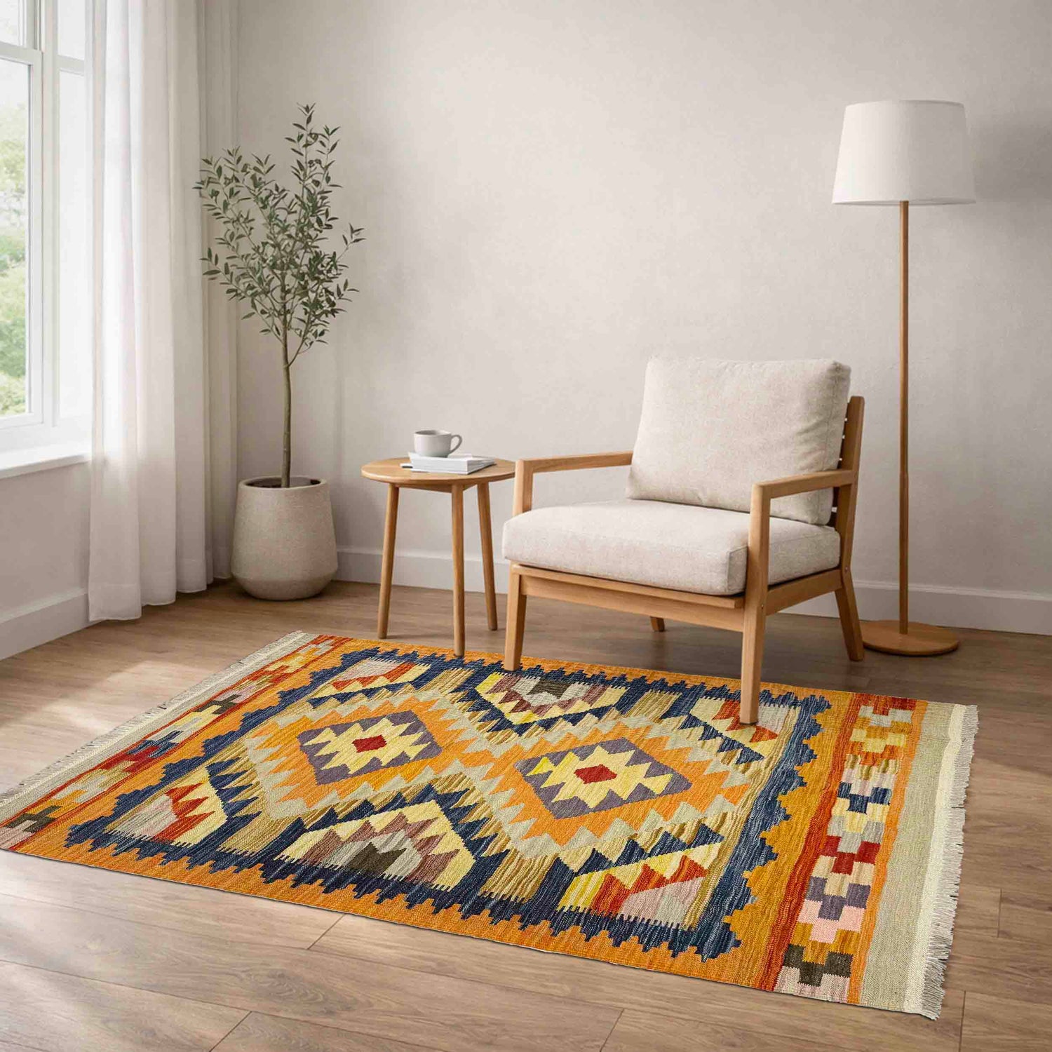 Handmade Vegetable Kilim 3' 4" x 4' 10" (ft) - No. R39028