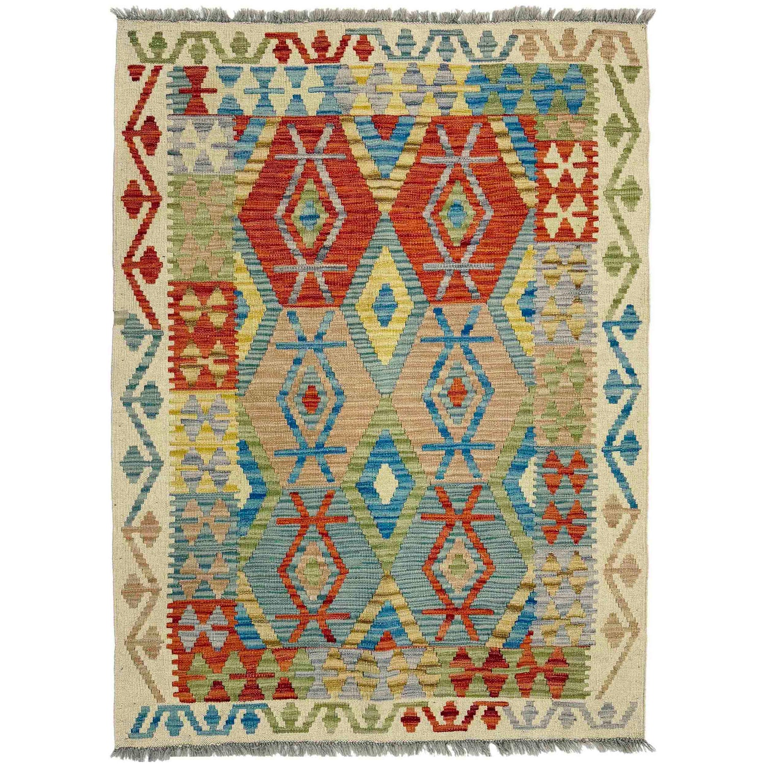 Handmade Vegetable Kelim 3' 5" x 5' 2" (ft) - No. R39031